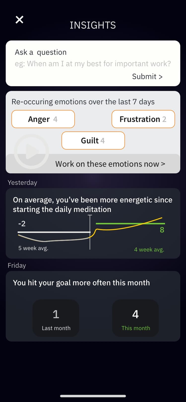 Intervention insights screen